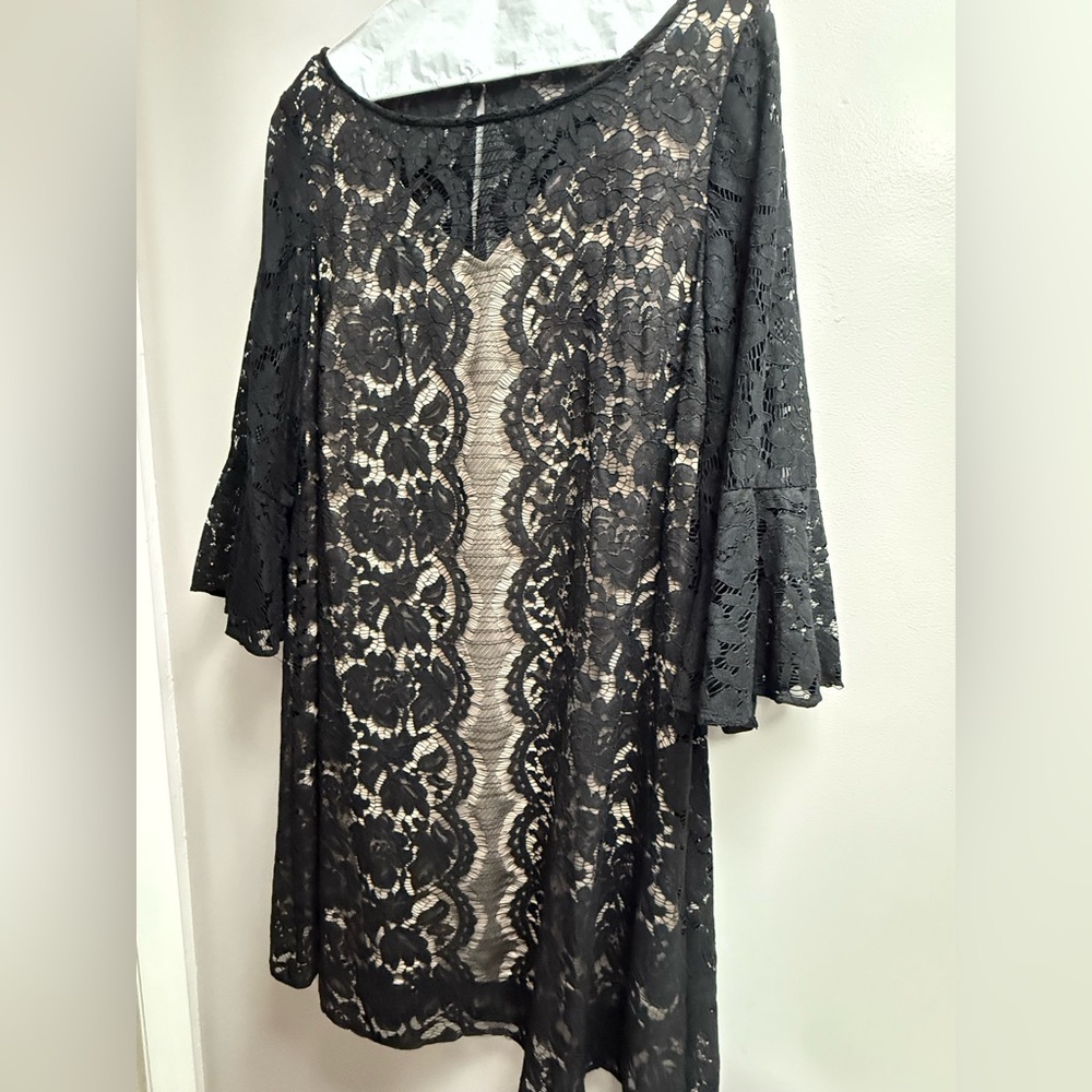 NWOT Women’s 16 Elegant Lane Bryant Vintage Style Black Lace Long Sleeve Dress